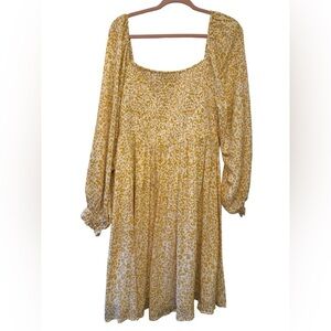 White Birch Boho Smocked Square Neck Dress